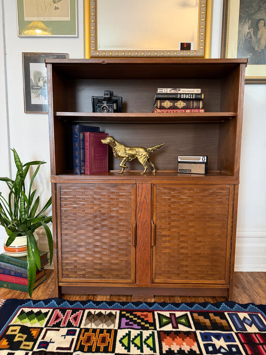 Vintage MCM Walnut Wood Bookshelf & Cabinet