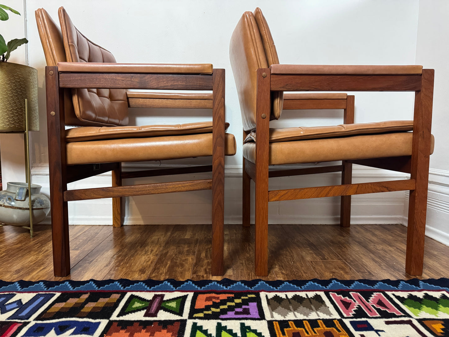 Vintage 60s Walnut Wood Armchairs