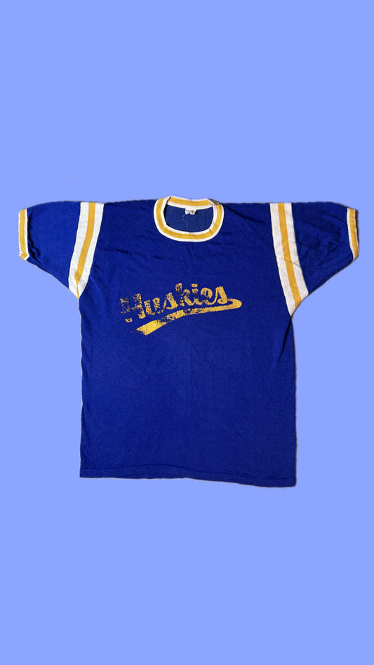 Vintage 1970s Huskies Ringer Tee