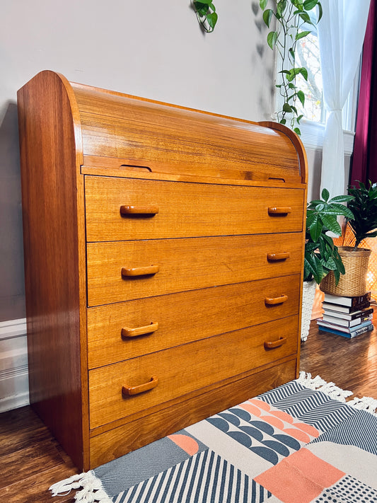 The Maja Teak Roll Top Desk