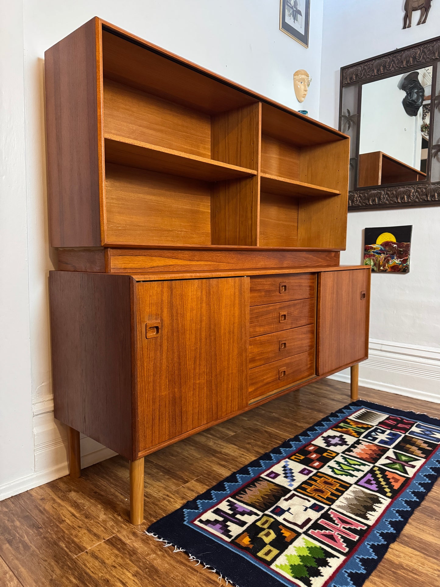 Vintage Restored Teak Sideboard & Hutch