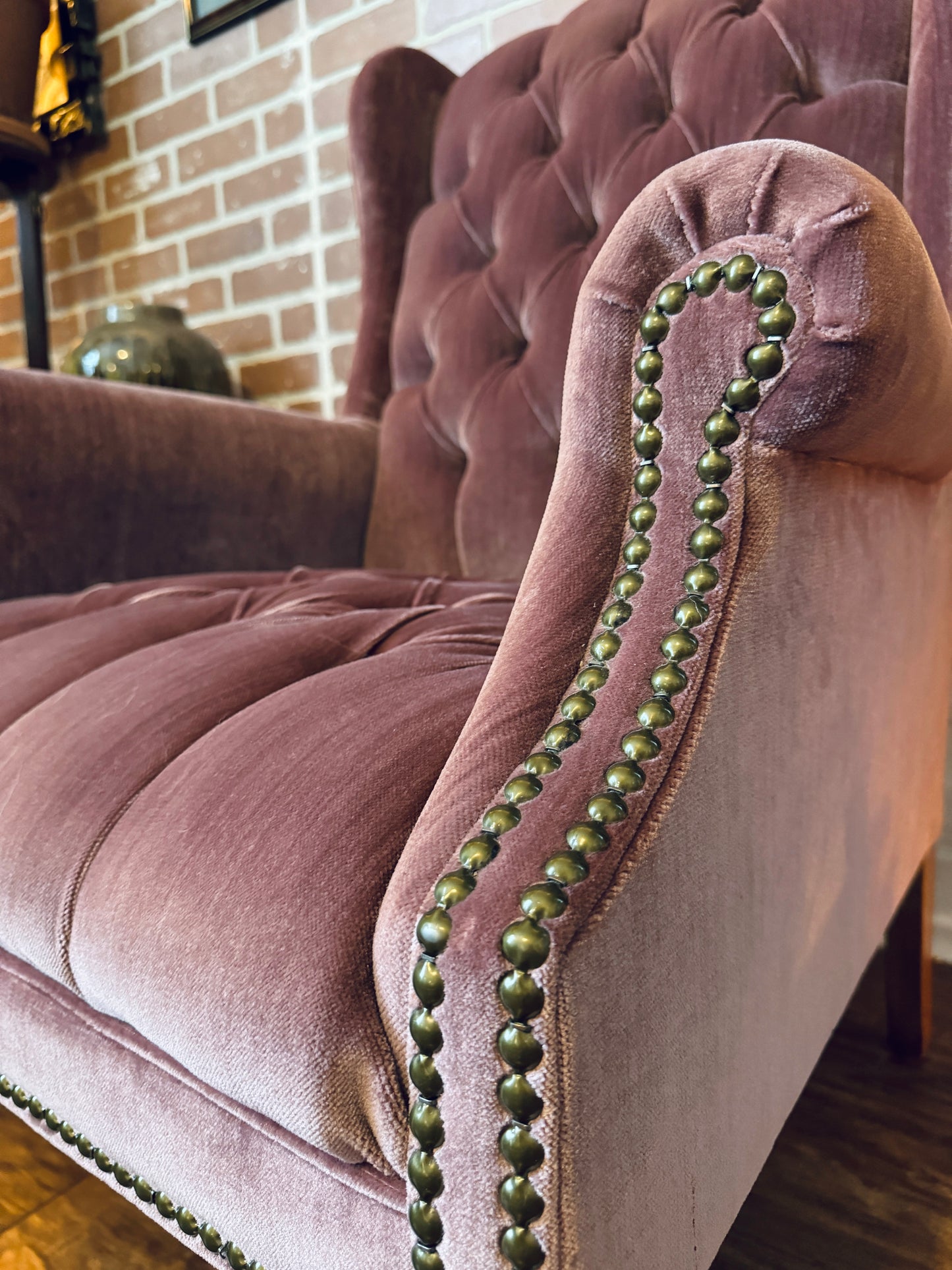 Vintage Pink Velvet Armchair