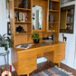 Vintage MCM Style Oak Desk & Hutch