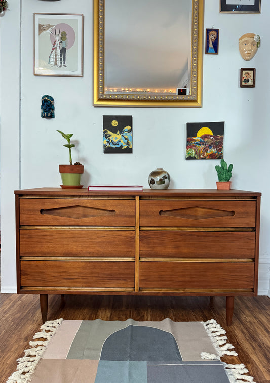 1960s Restored Walnut Dresser Credenza