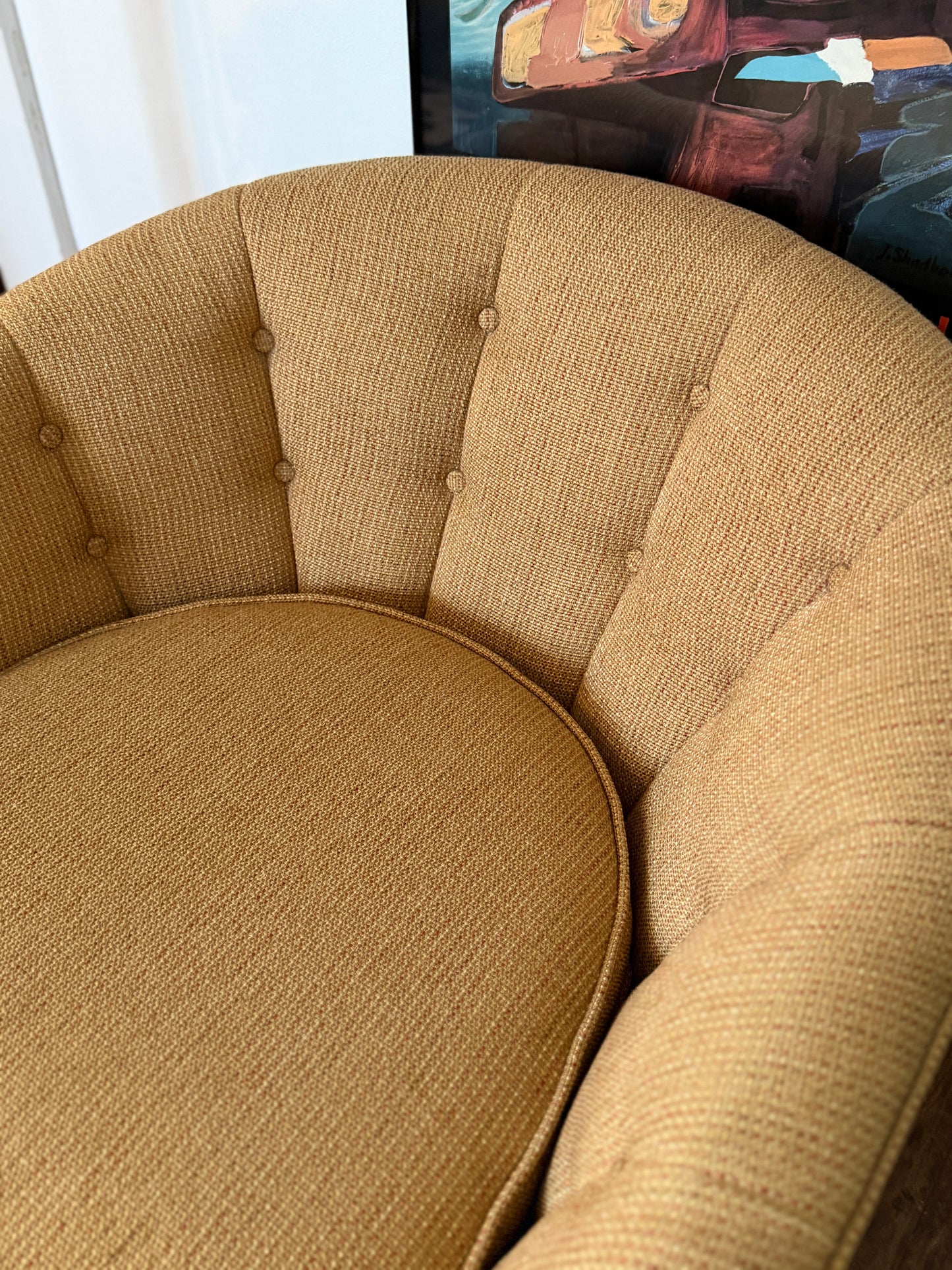 Vintage MCM Tufted Barrel Armchair