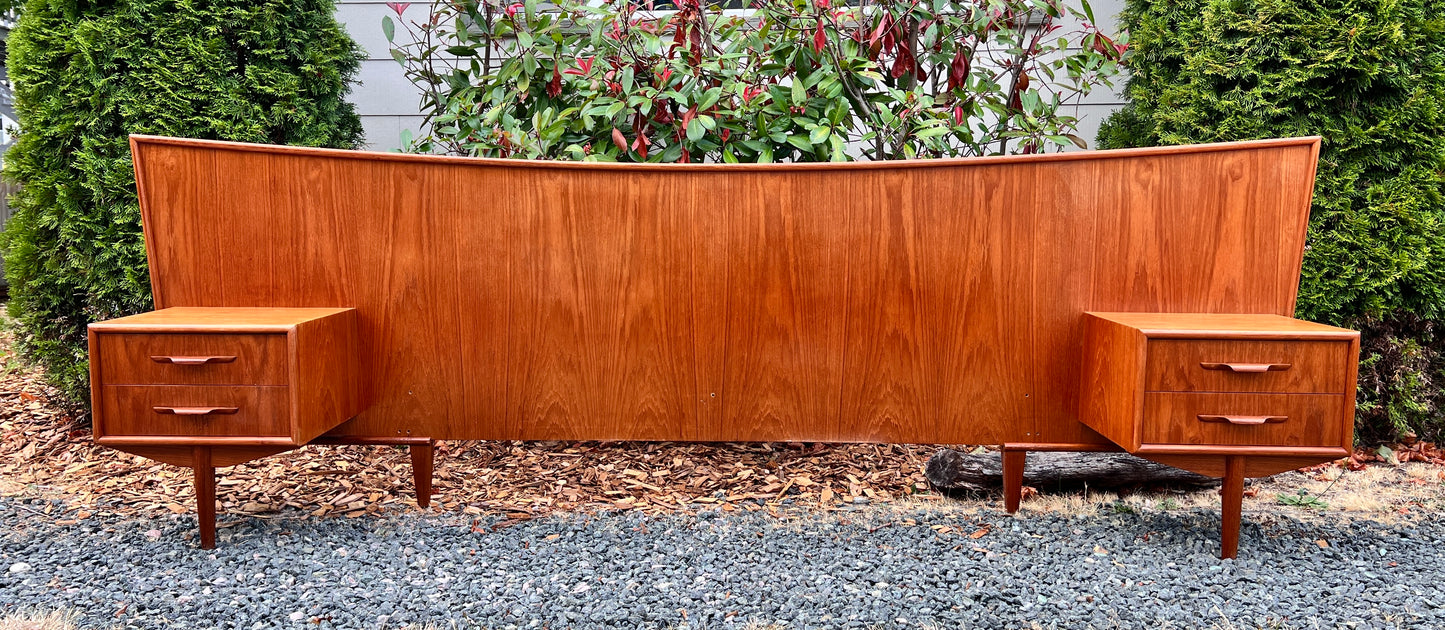 The Hakon Teak Headboard & Nightstands