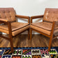 Vintage 60s Walnut Wood Armchairs