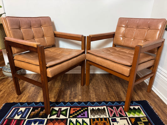Vintage 60s Walnut Wood Armchairs