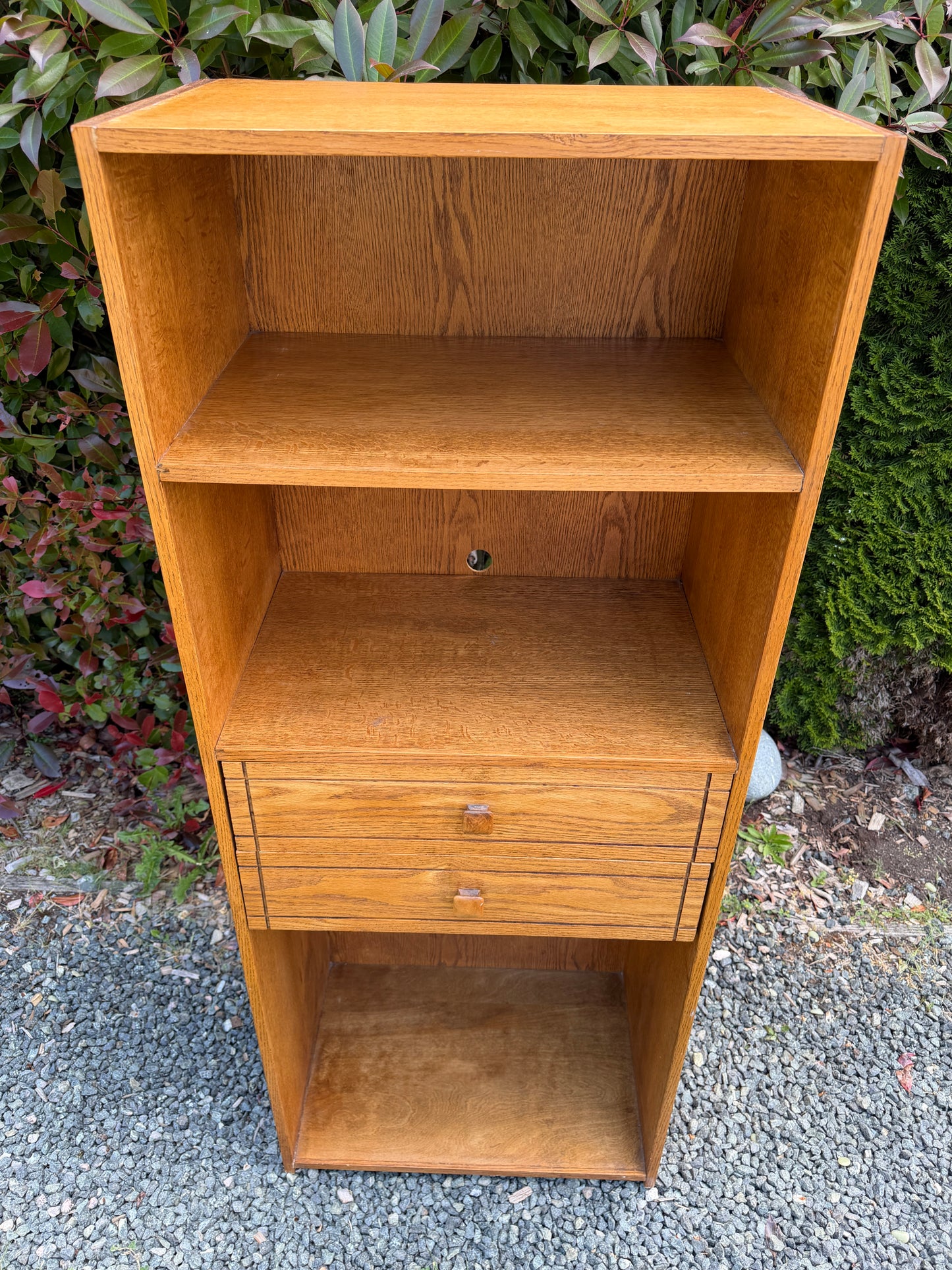 Vintage Oak Bookshelf W/ Drawers