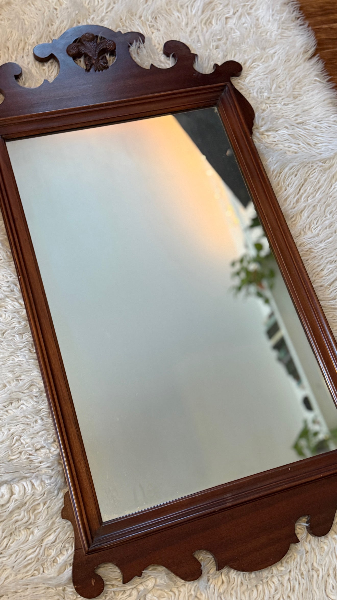 Vintage Solid Walnut Wood Mirror