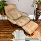 ekorness stressless beige leather recliner chair and footstool