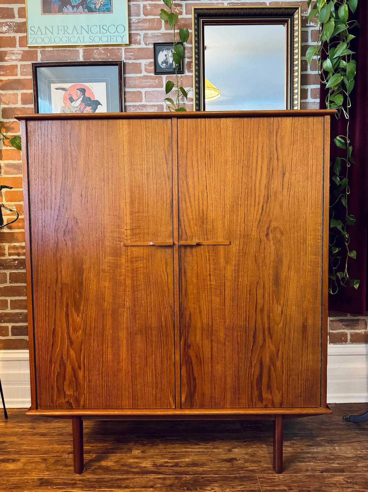 Vintage Danish Teak Armoire Dresser