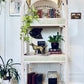 Vintage White Rattan Etagere Shelf Unit