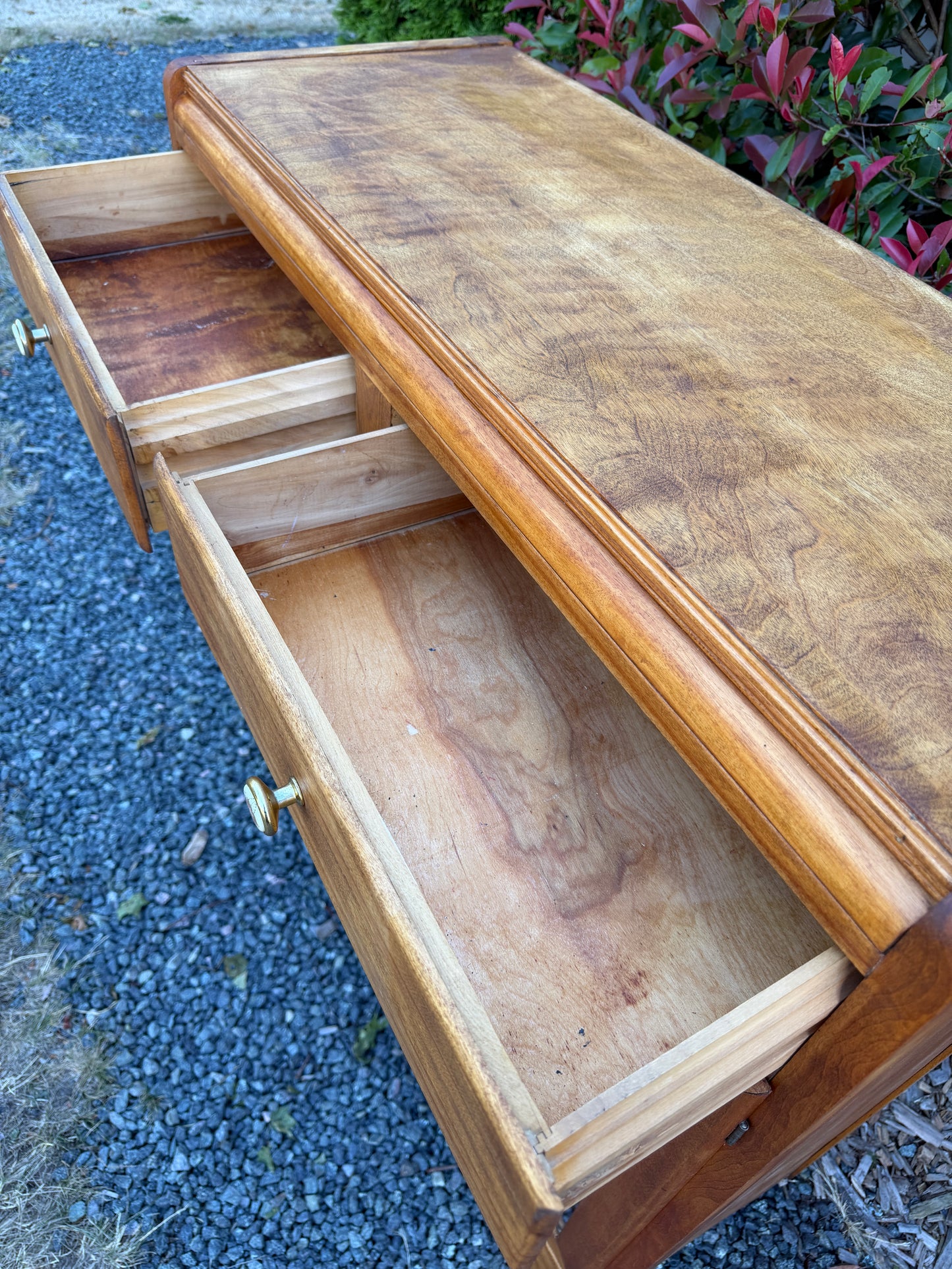 Vintage Wood Glass Door Cabinet