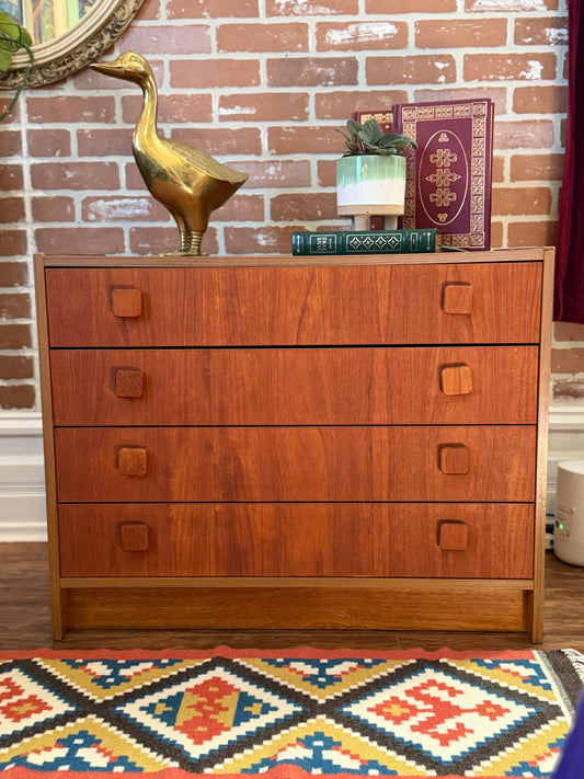 Vintage 4 Drawer Teak Dresser