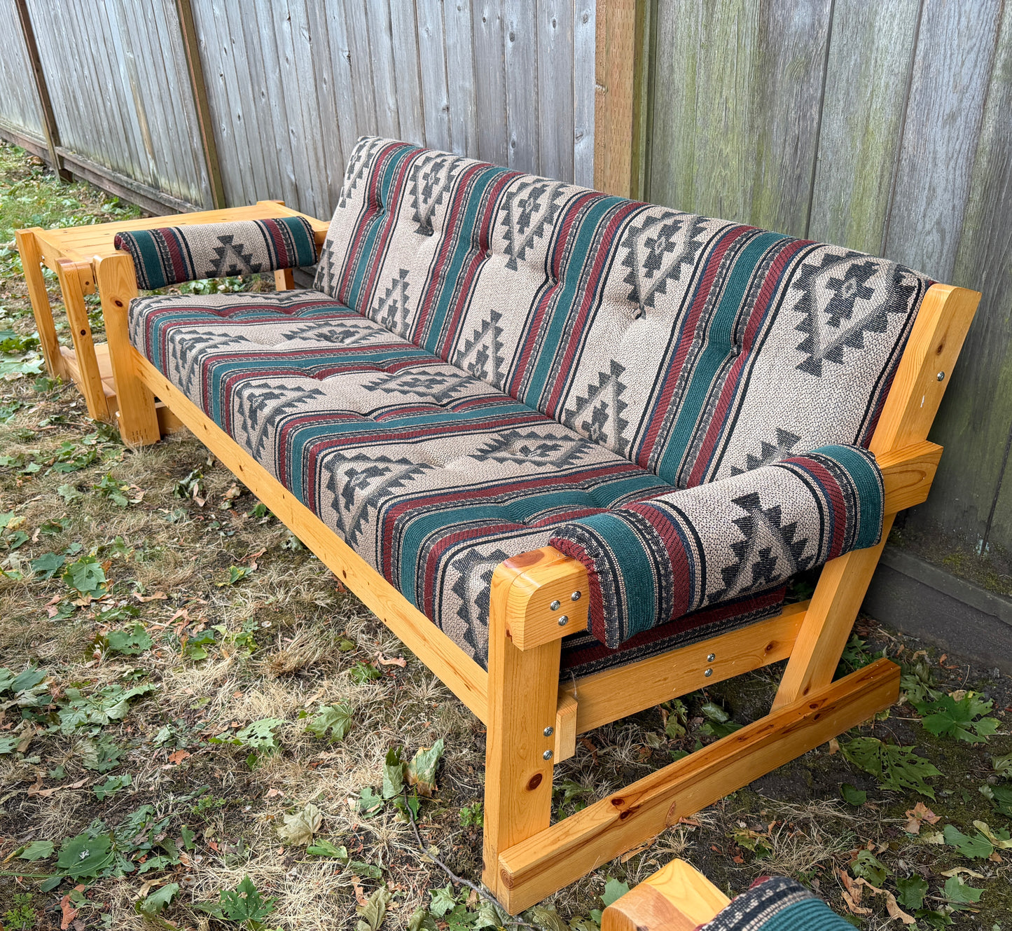 Vintage Solid Pine Southwestern Style 6 Piece Living Room Set