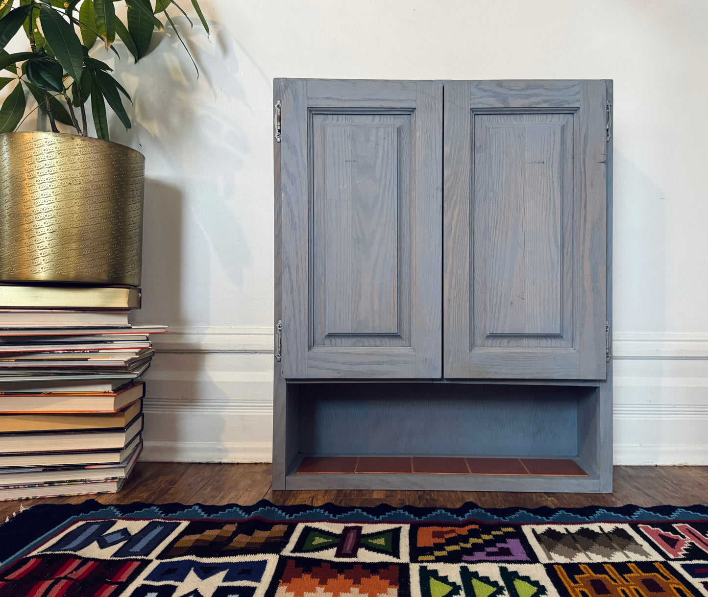 Vintage Blue Solid Wood Cabinet