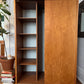 Vintage Danish Teak Wardrobe w/ Sliding Doors — Shelving + Hanging Rail