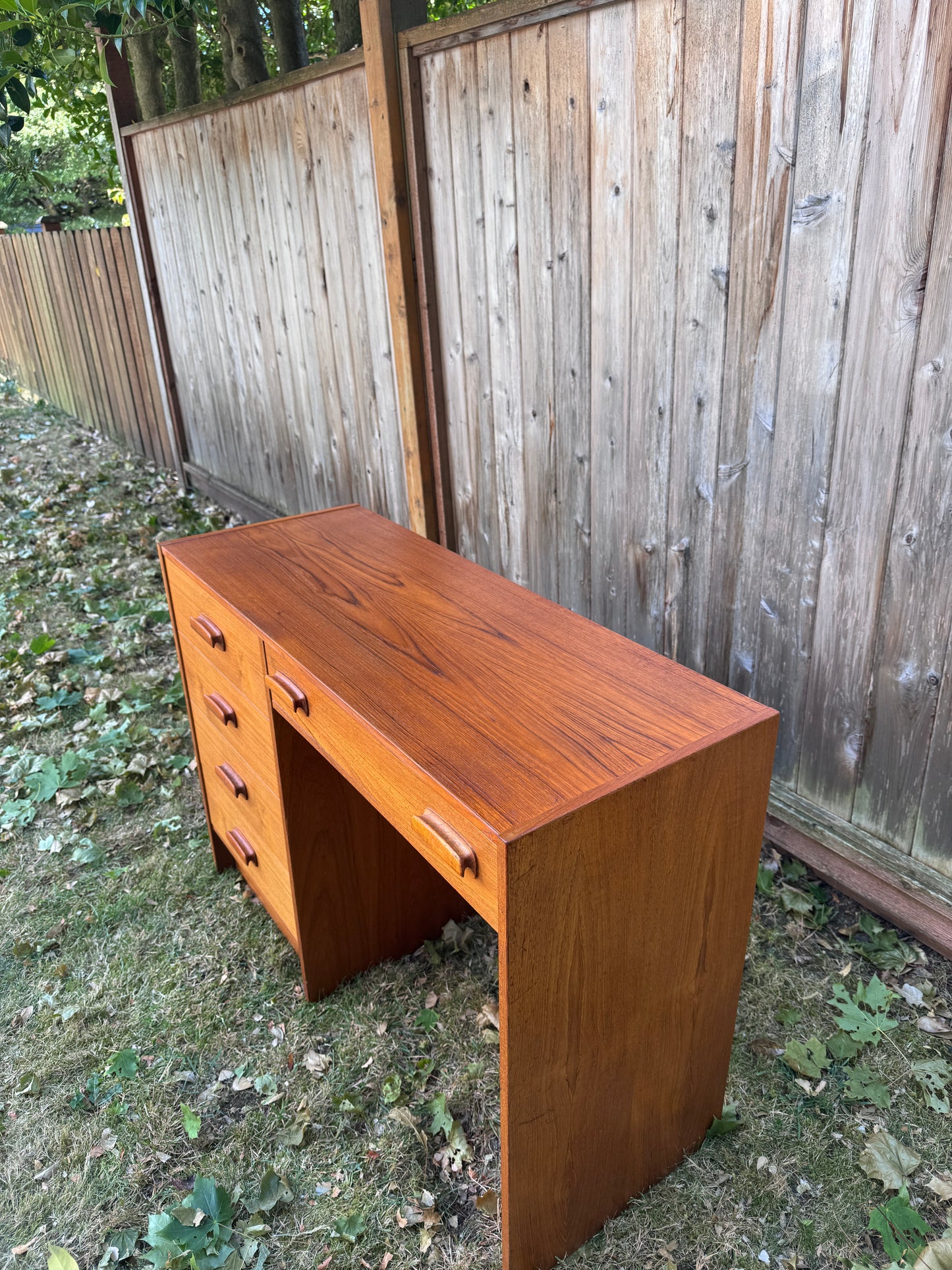 Vintage MCM Teak 5 Drawer Desk