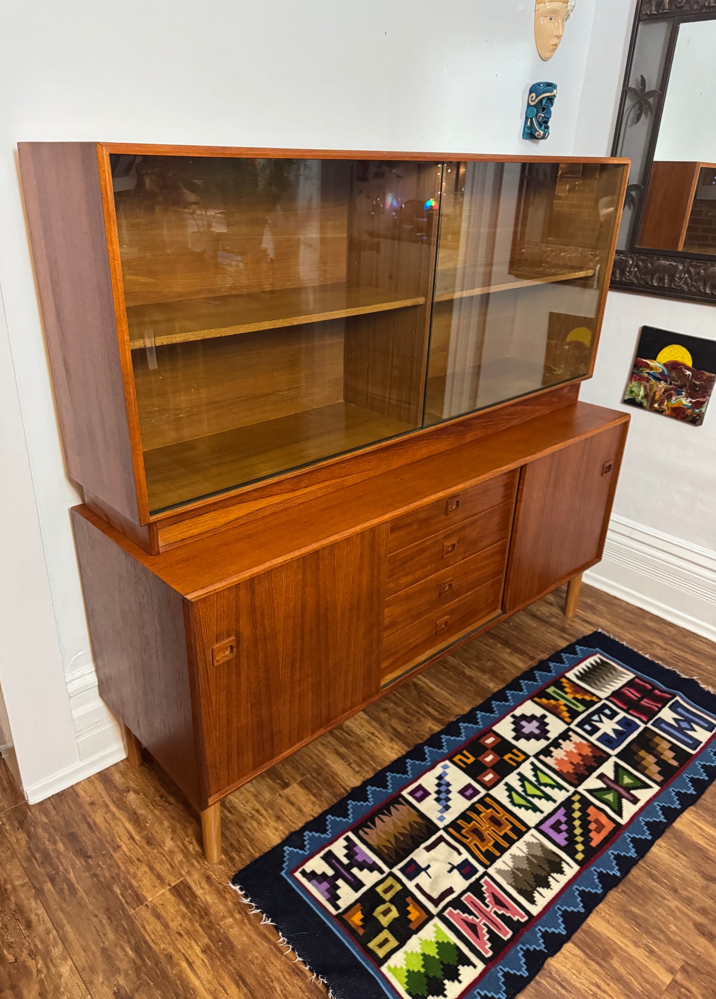 Vintage Restored Teak Sideboard & Hutch