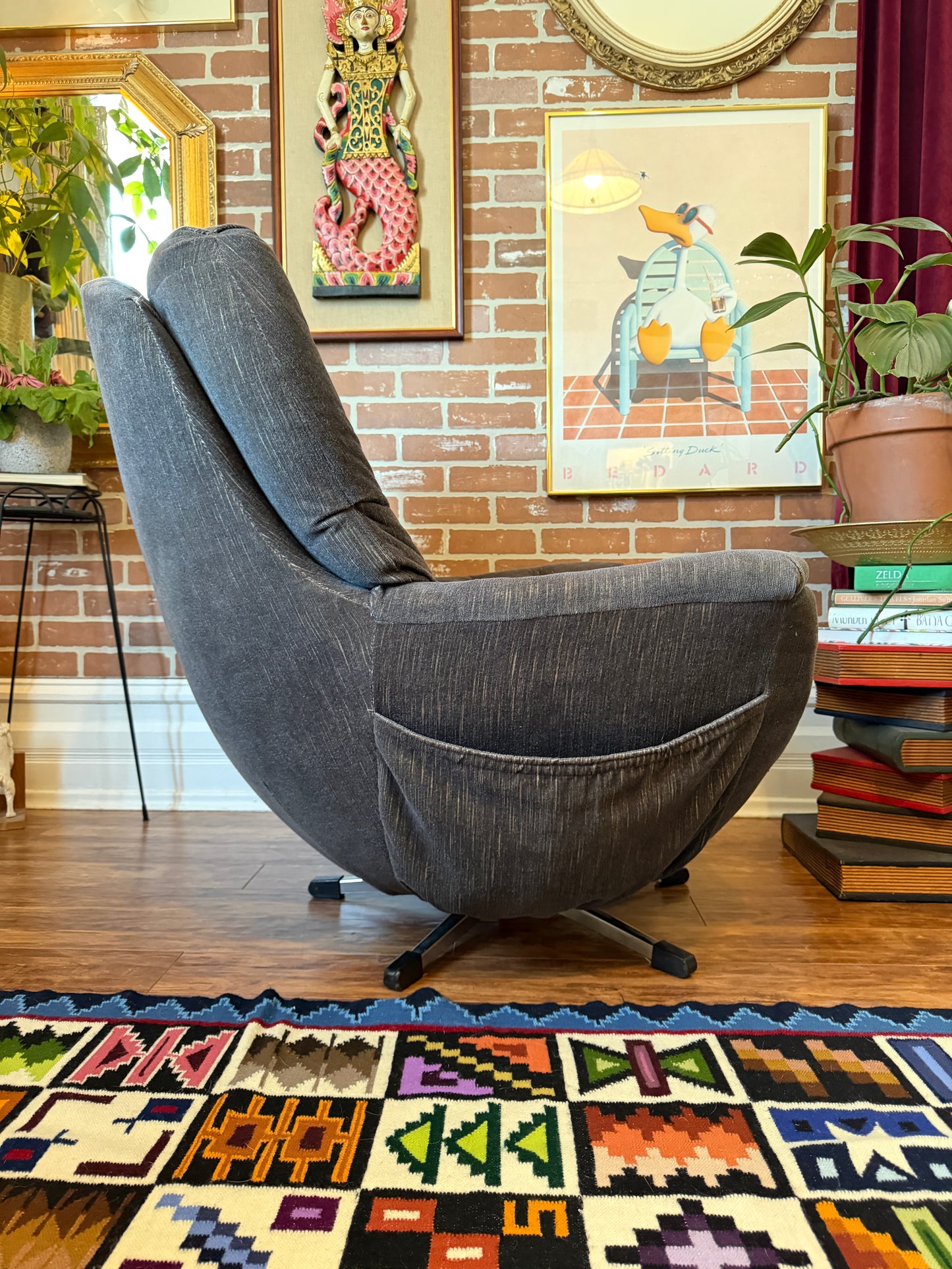 Vintage Egg Style Armchair & Ottoman