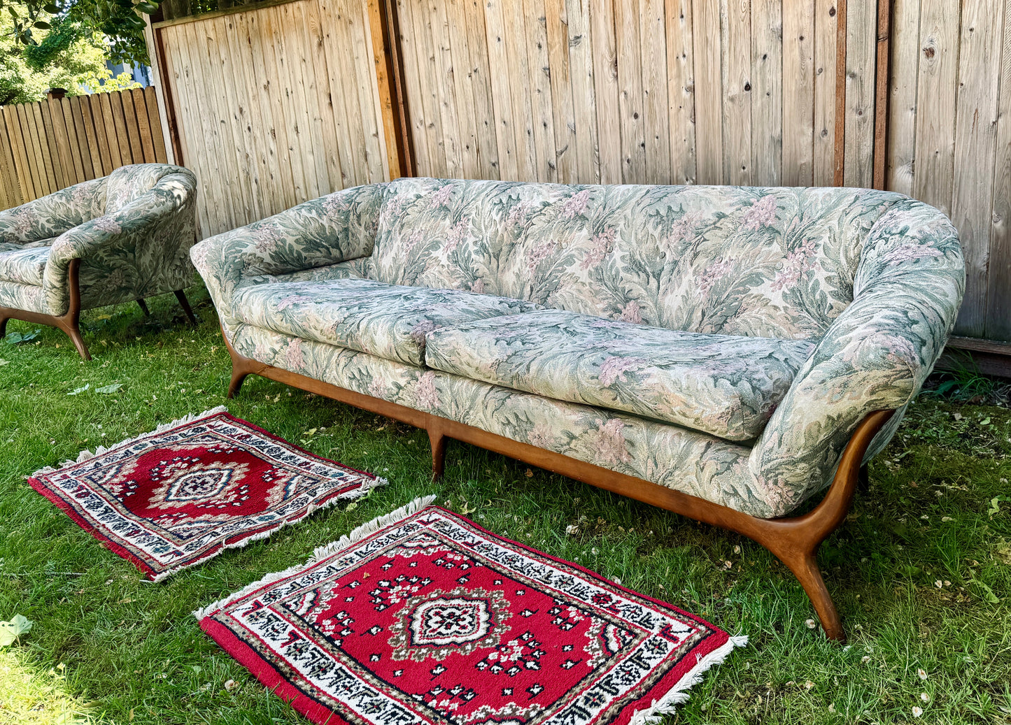 Vintage MCM Walnut Sofa Set