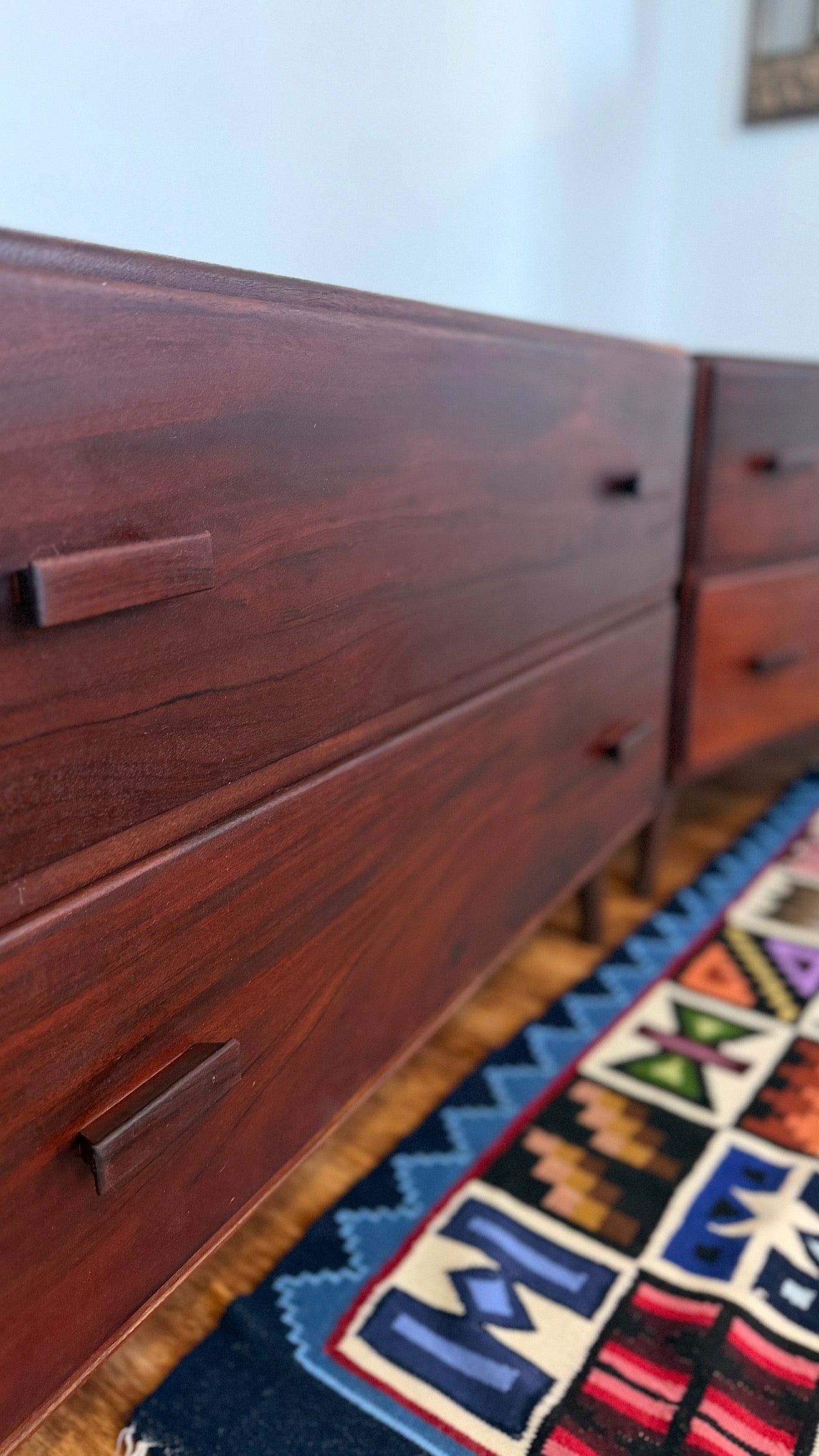 Vintage Restored Solid Walnut Wood Bedside Tables