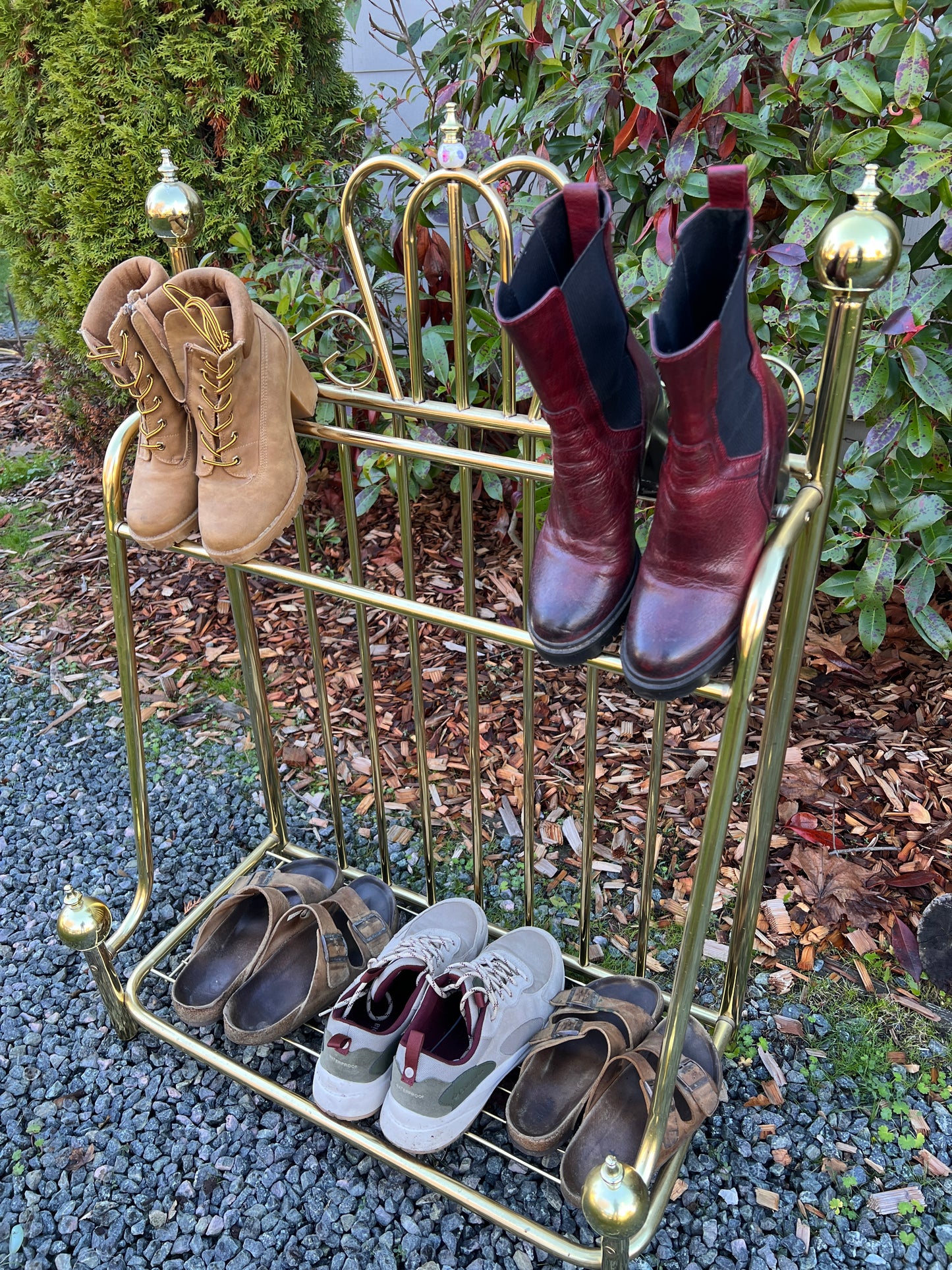 Vintage Brass Shoe Rack