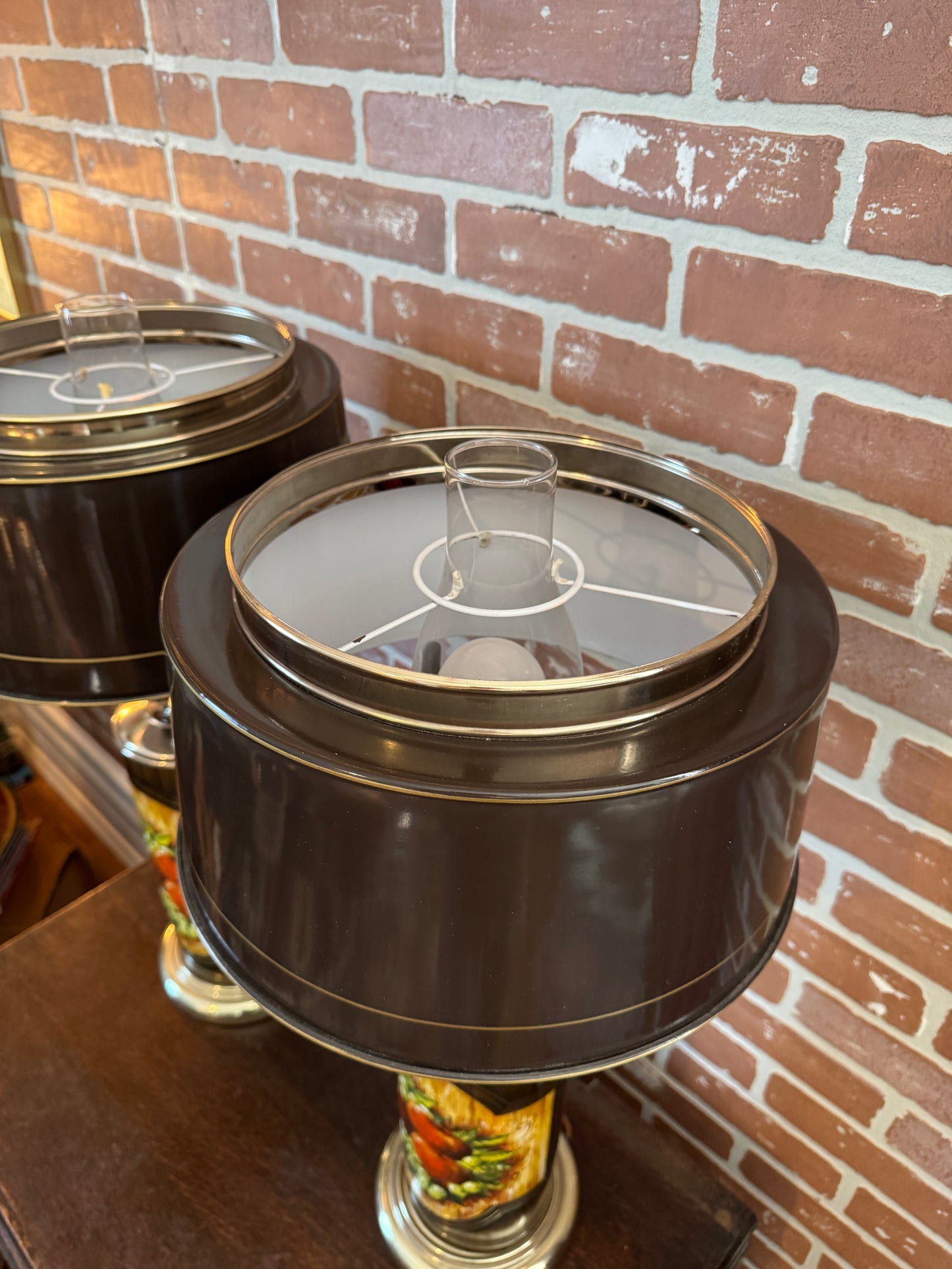 Vintage 70s Brown Metal Lamps