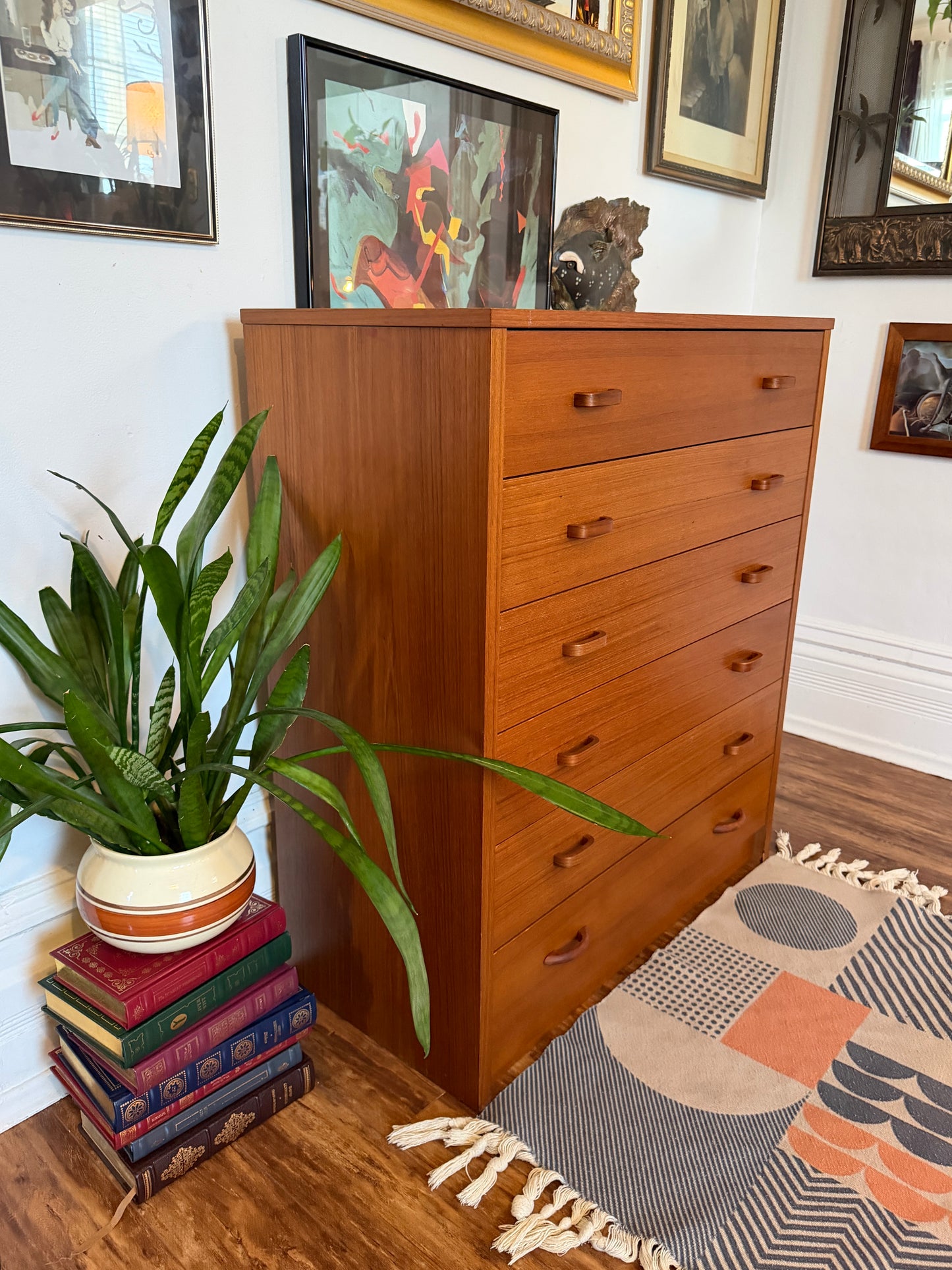 Vintage Teak 6 Drawer Dresser