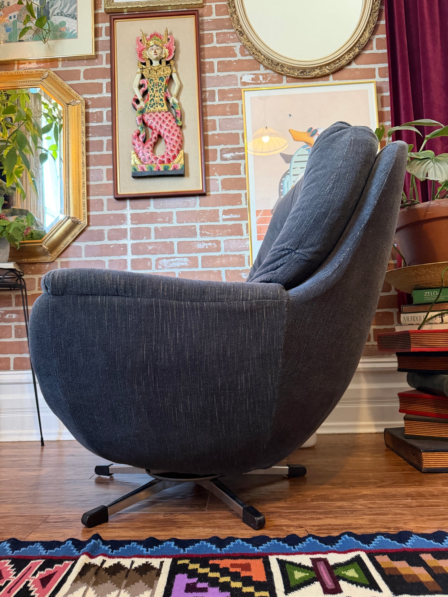 Vintage Egg Style Armchair & Ottoman
