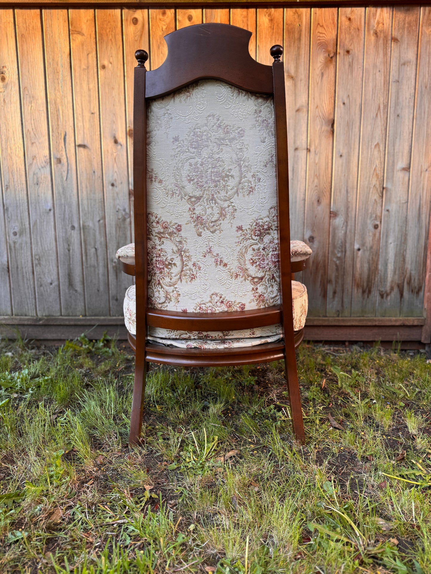 Vintage Floral Tufted Highback Armchair