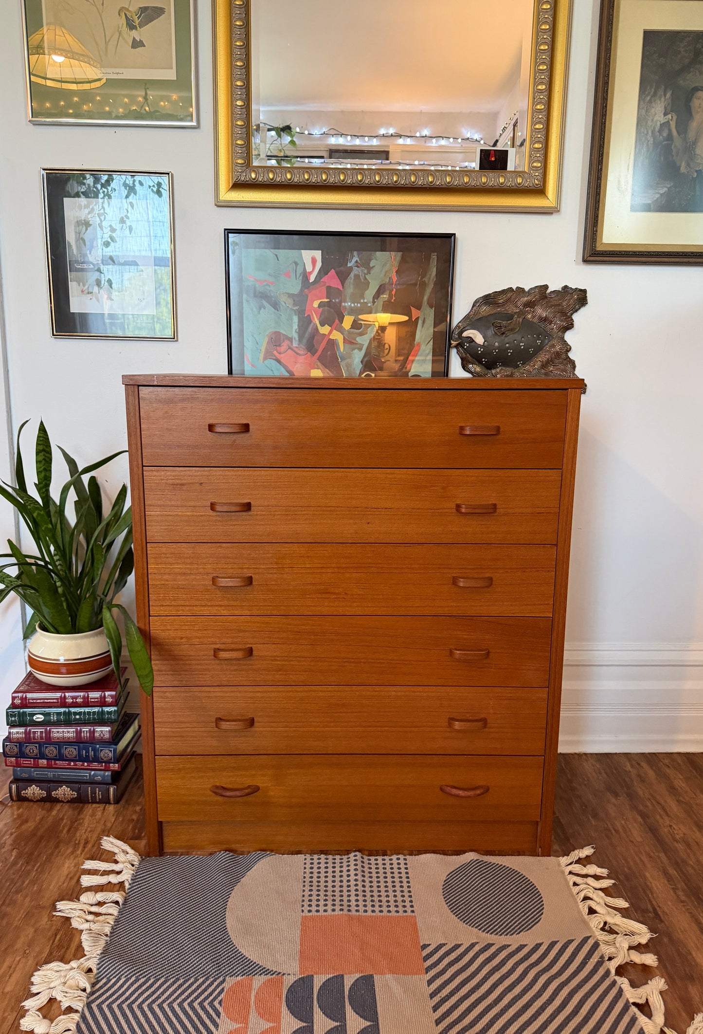 Vintage Teak 6 Drawer Dresser