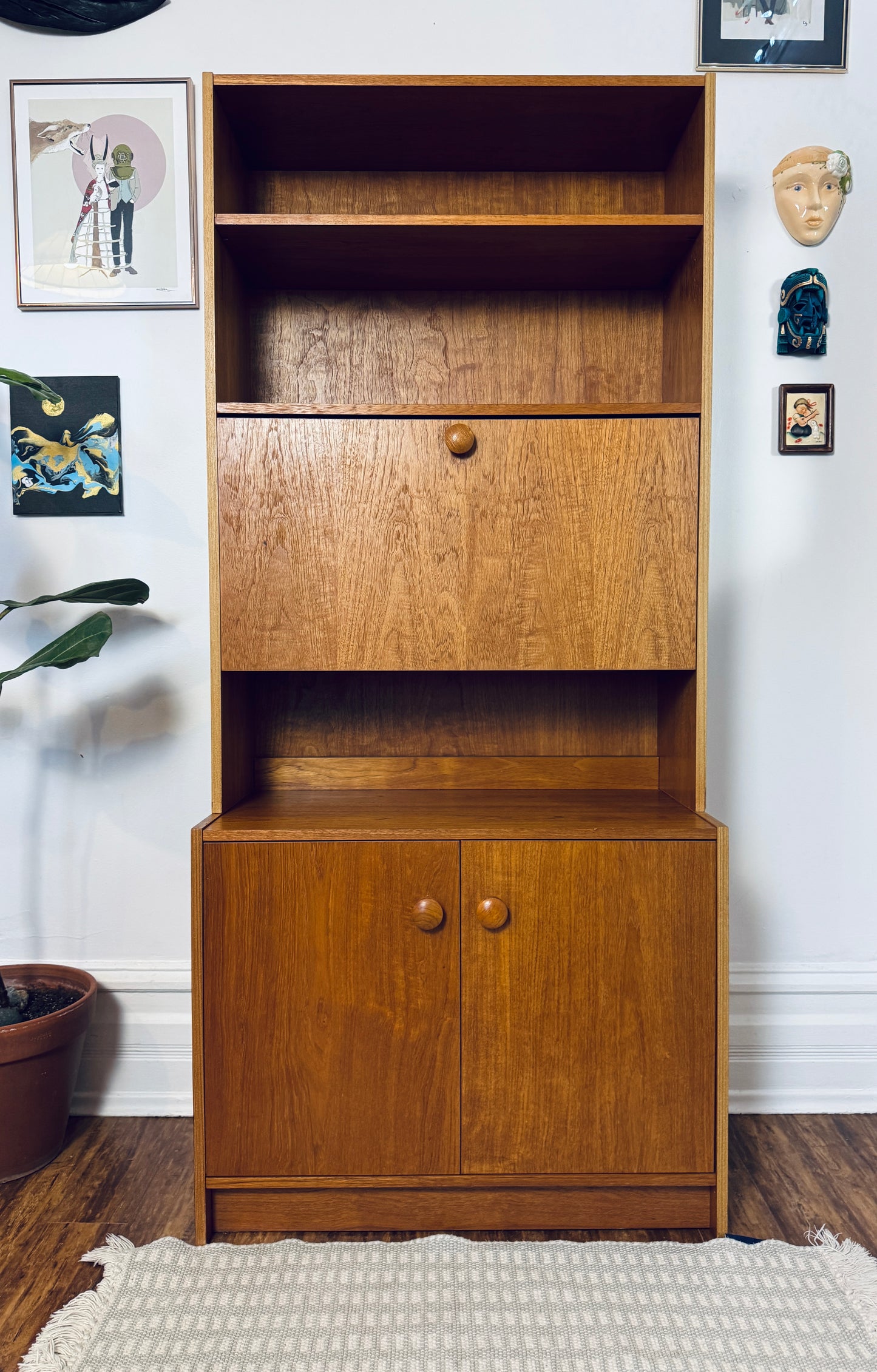 Vintage Teak Bar Cabinet w/ Shelves