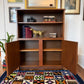 Vintage MCM Walnut Wood Bookshelf & Cabinet