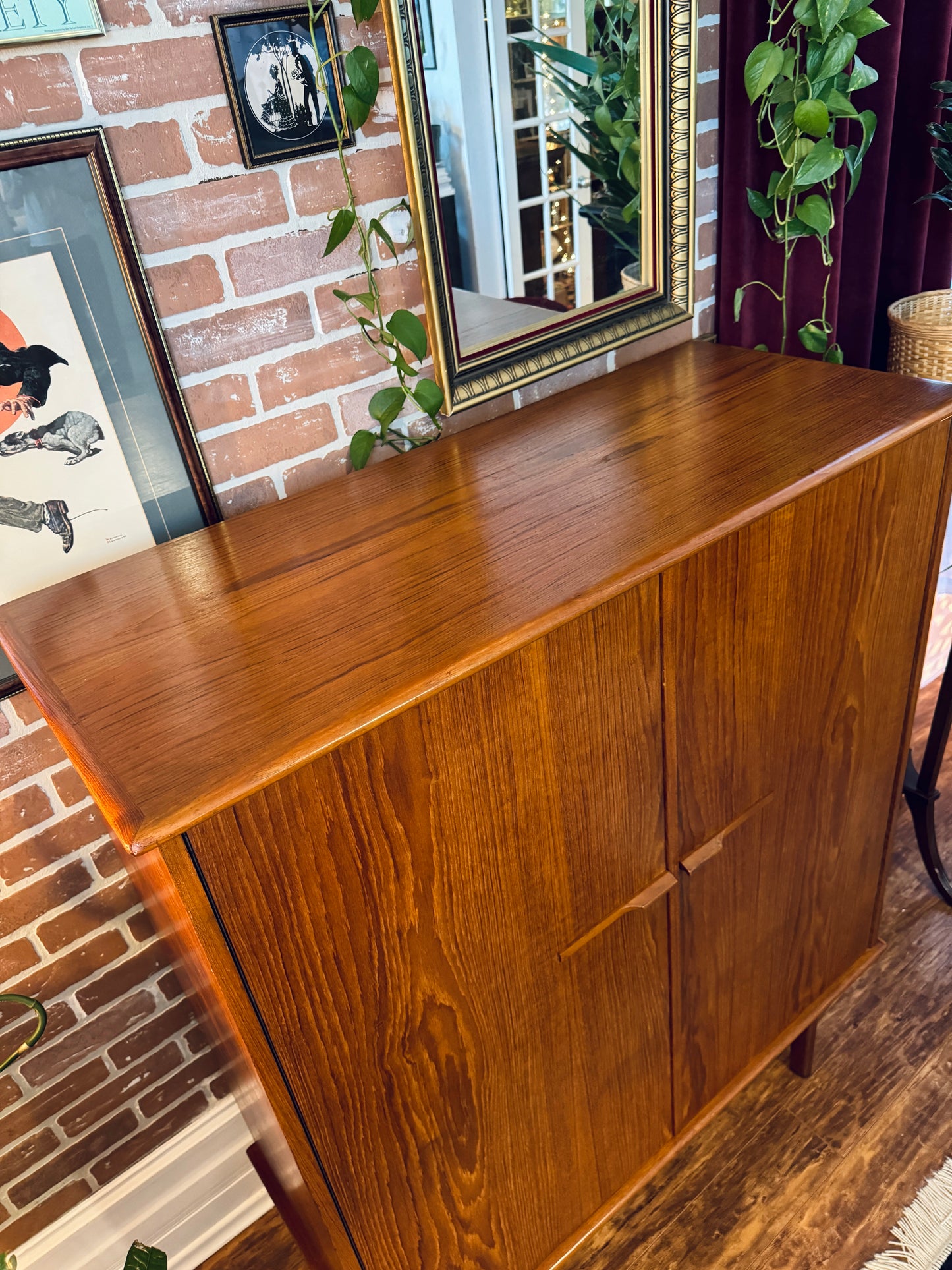 Vintage Danish Teak Armoire Dresser