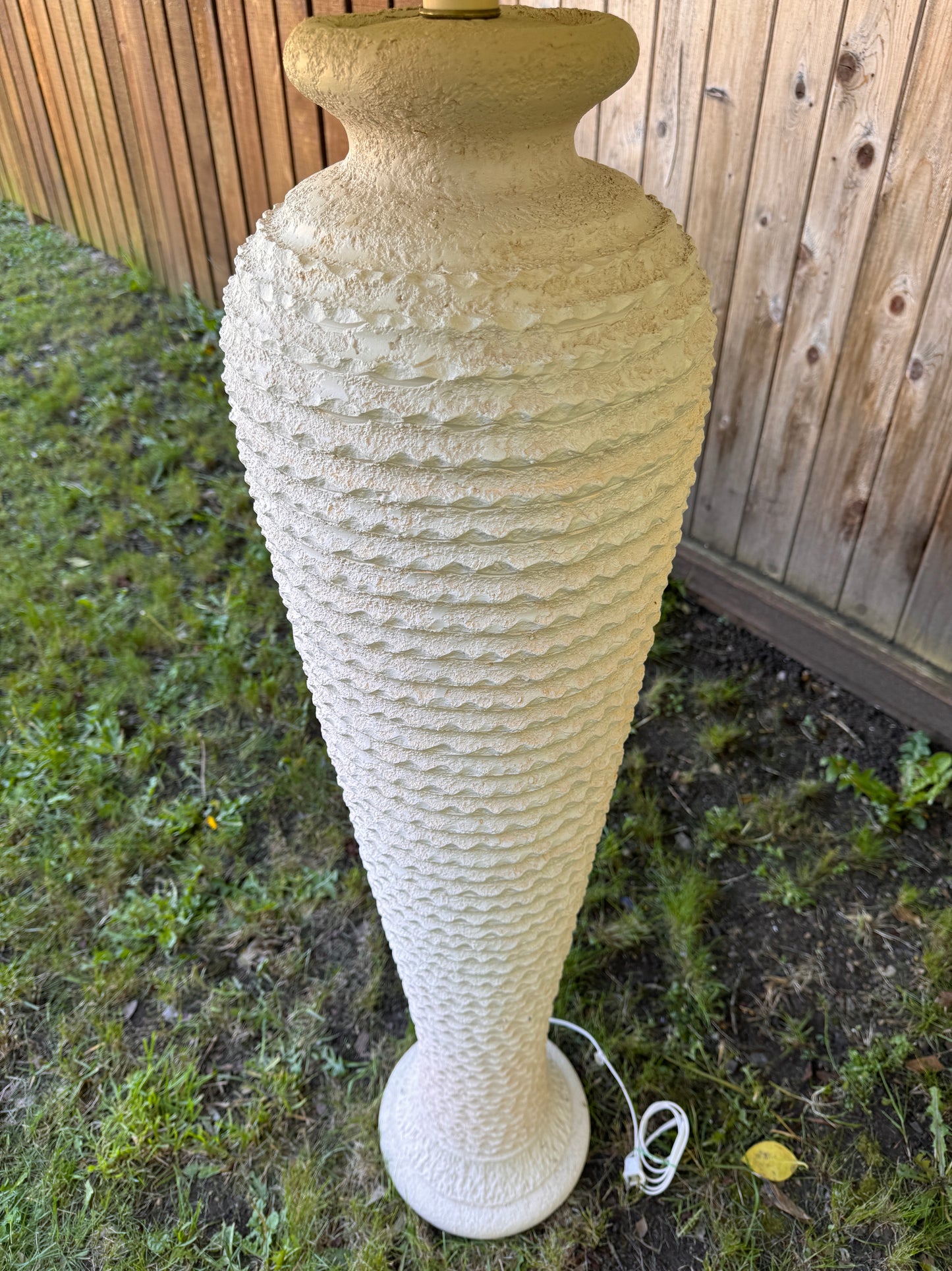 1980s Michael Taylor Style Ribbed Plaster Floor Lamp