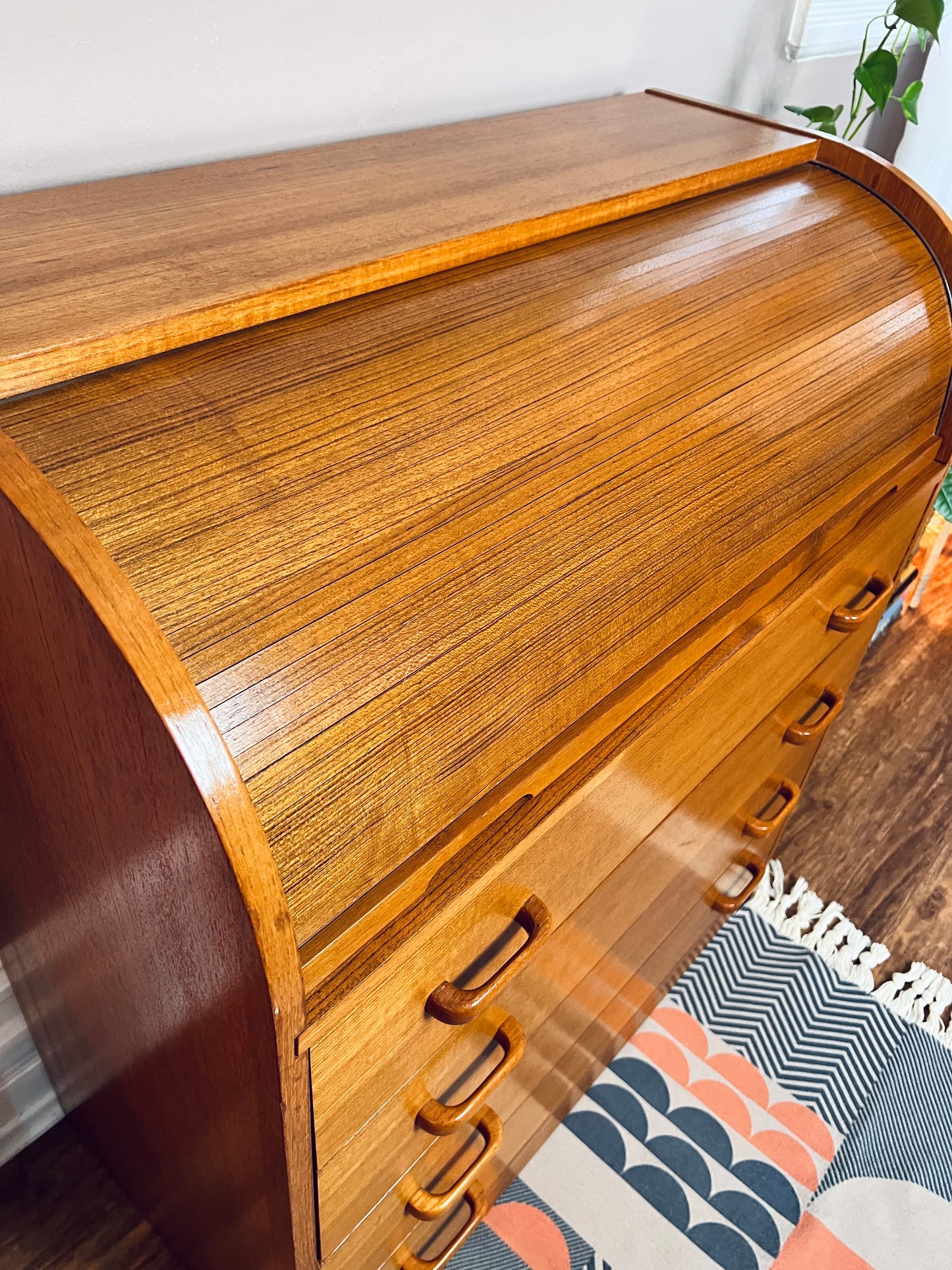 The Maja Teak Roll Top Desk