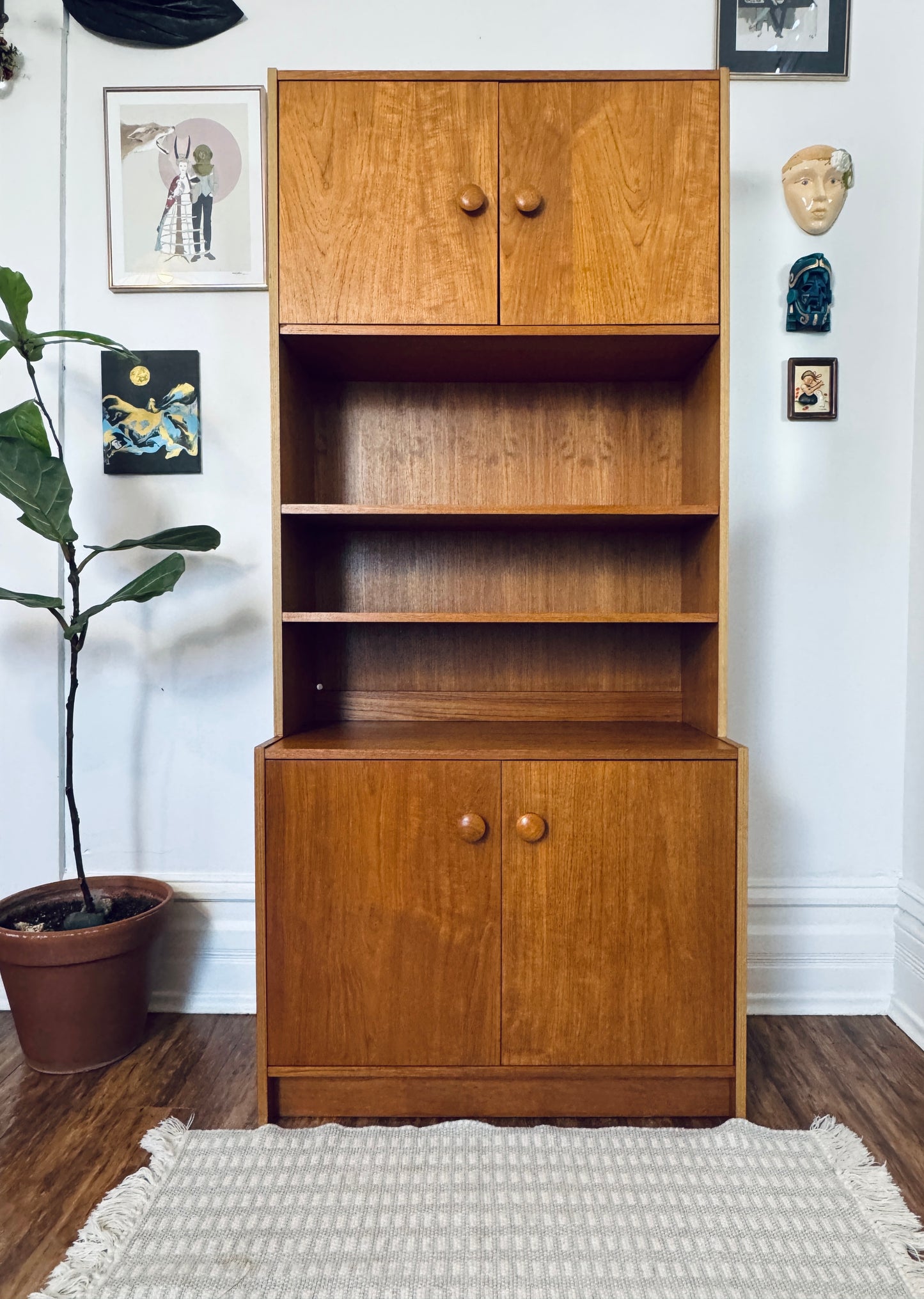 Vintage Teak 2 Cabinet Bookshelf