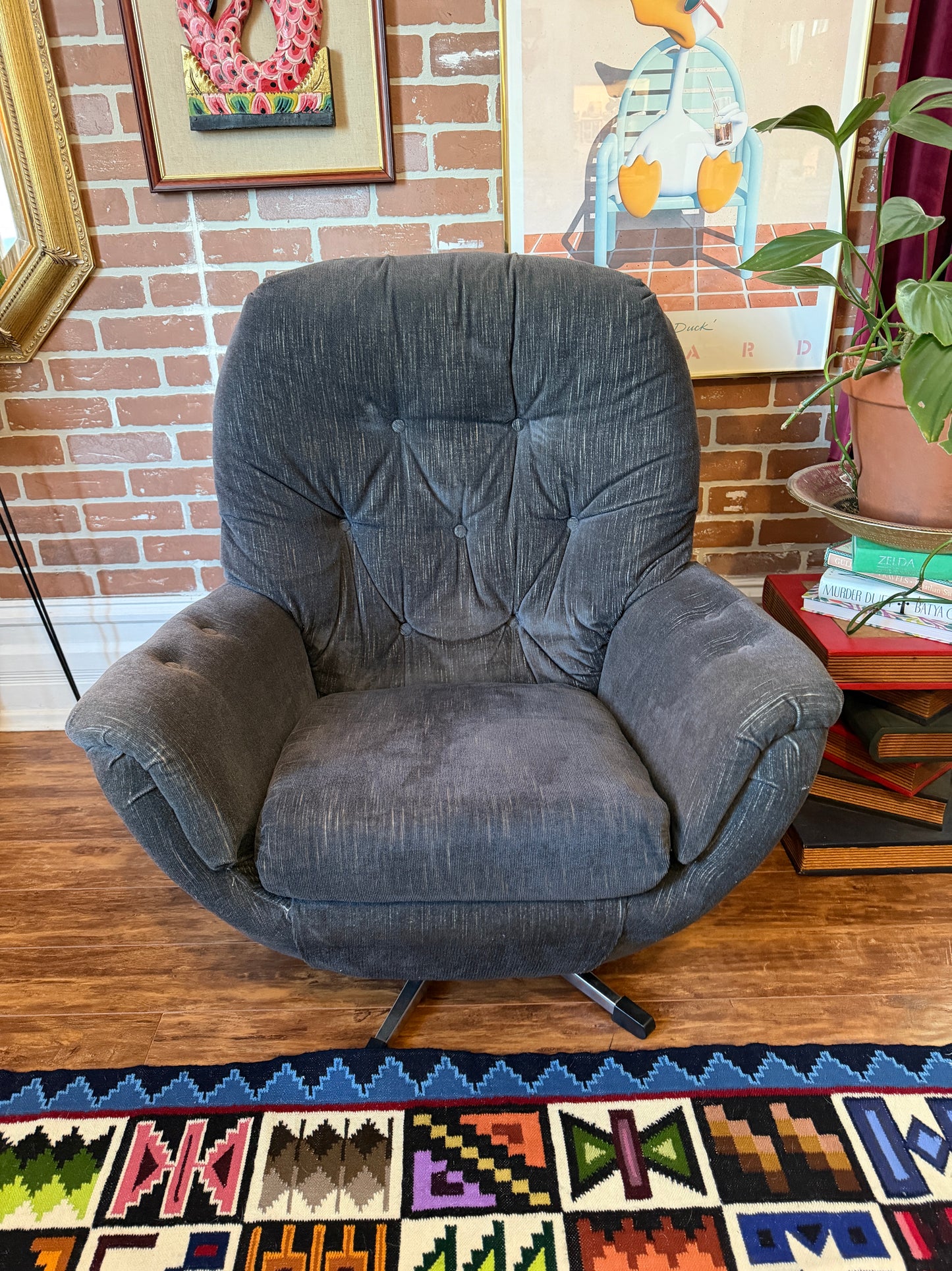 Vintage Egg Style Armchair & Ottoman