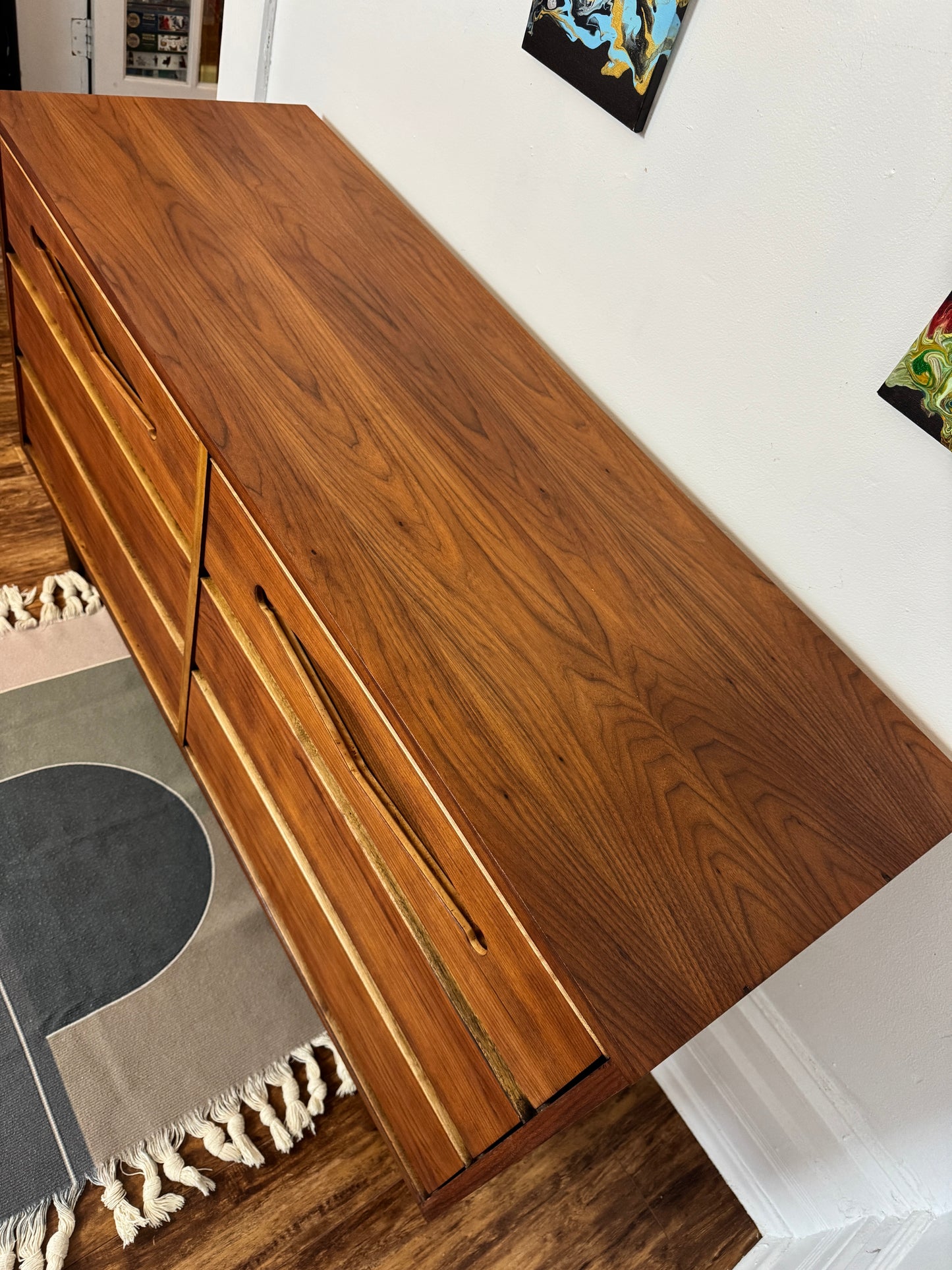 1960s Restored Walnut Dresser Credenza