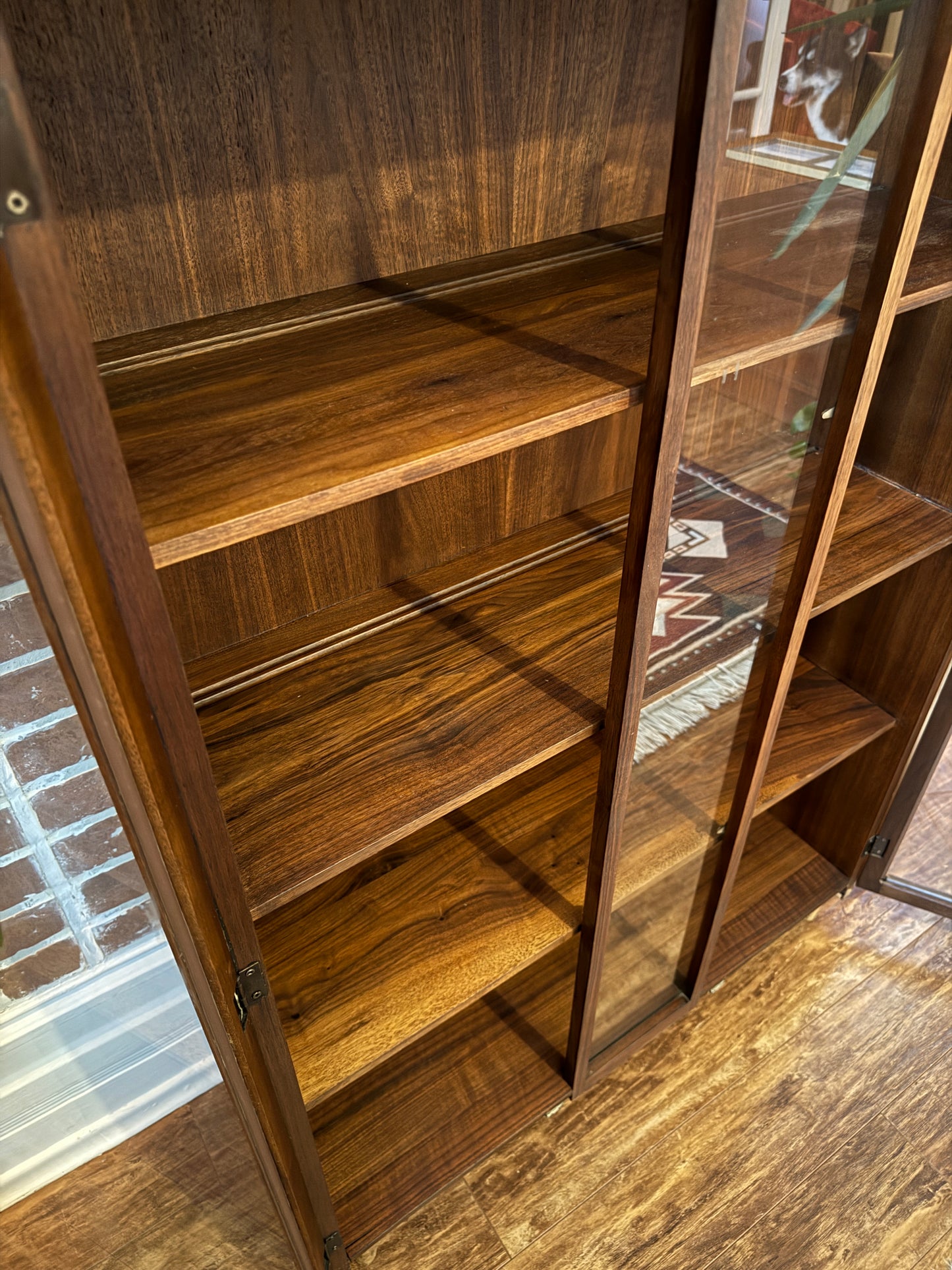 Vintage Walnut Bookcase Cabinet