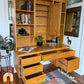 Vintage MCM Style Oak Desk & Hutch