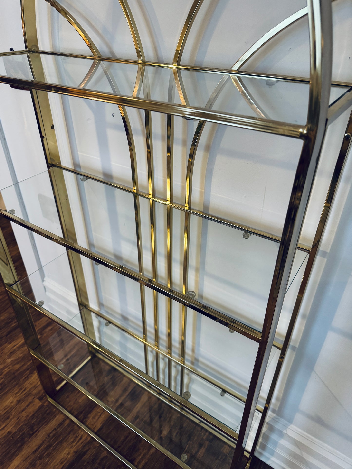 Vintage Arched Brass Etagere Shelf