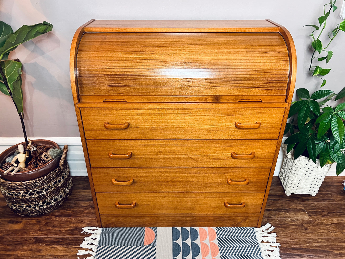 The Maja Teak Roll Top Desk