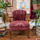 Vintage 1930s Burgundy Velvet & Walnut Wood Armchair