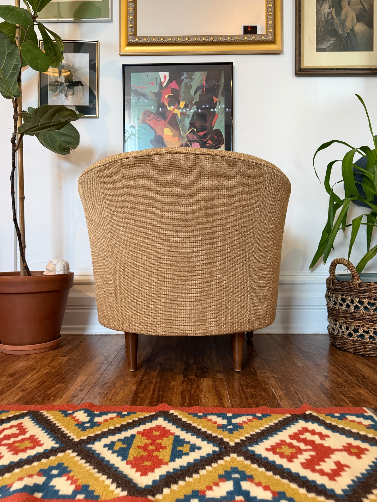 Vintage MCM Tufted Barrel Armchair