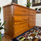 Vintage Solid Pine 6 Drawer Credenza
