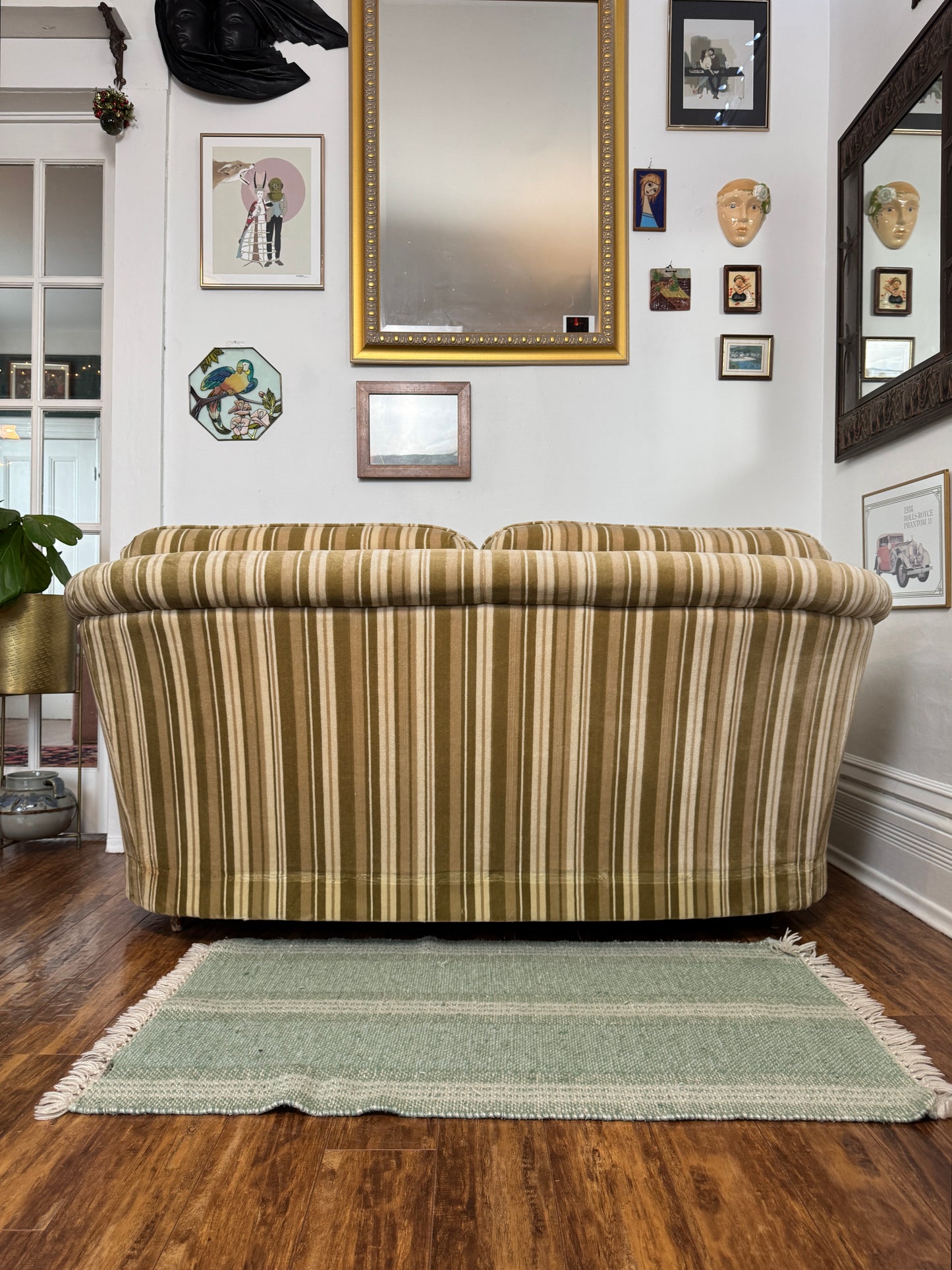 Vintage 60s Striped Loveseat Sofa