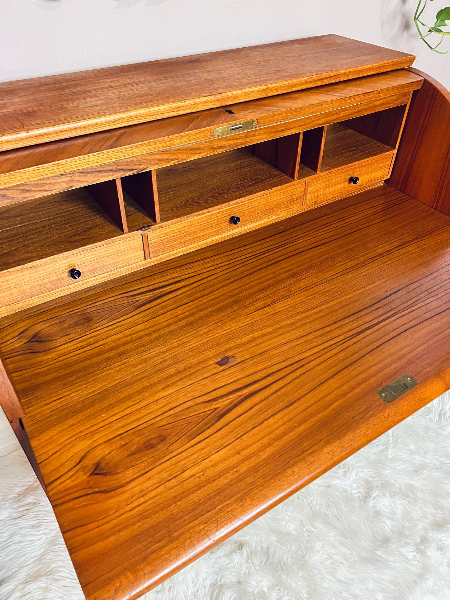 The Bergstrom Teak Roll Top Desk